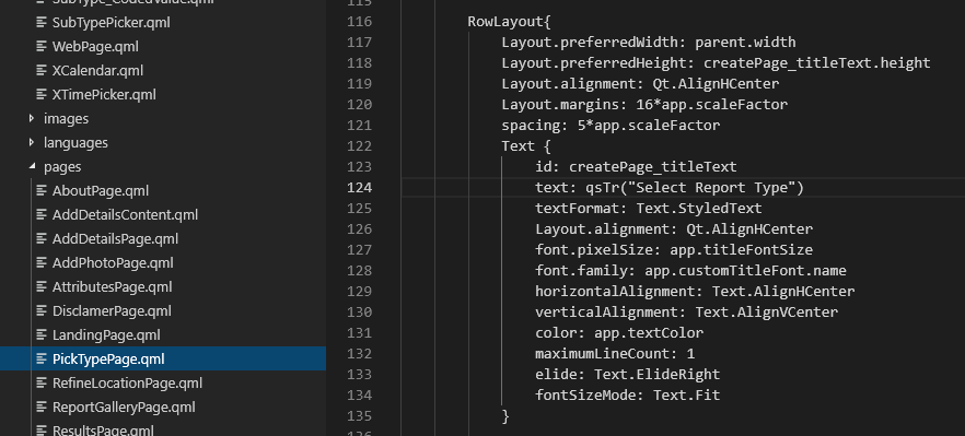 QML-Code Teile in VSC